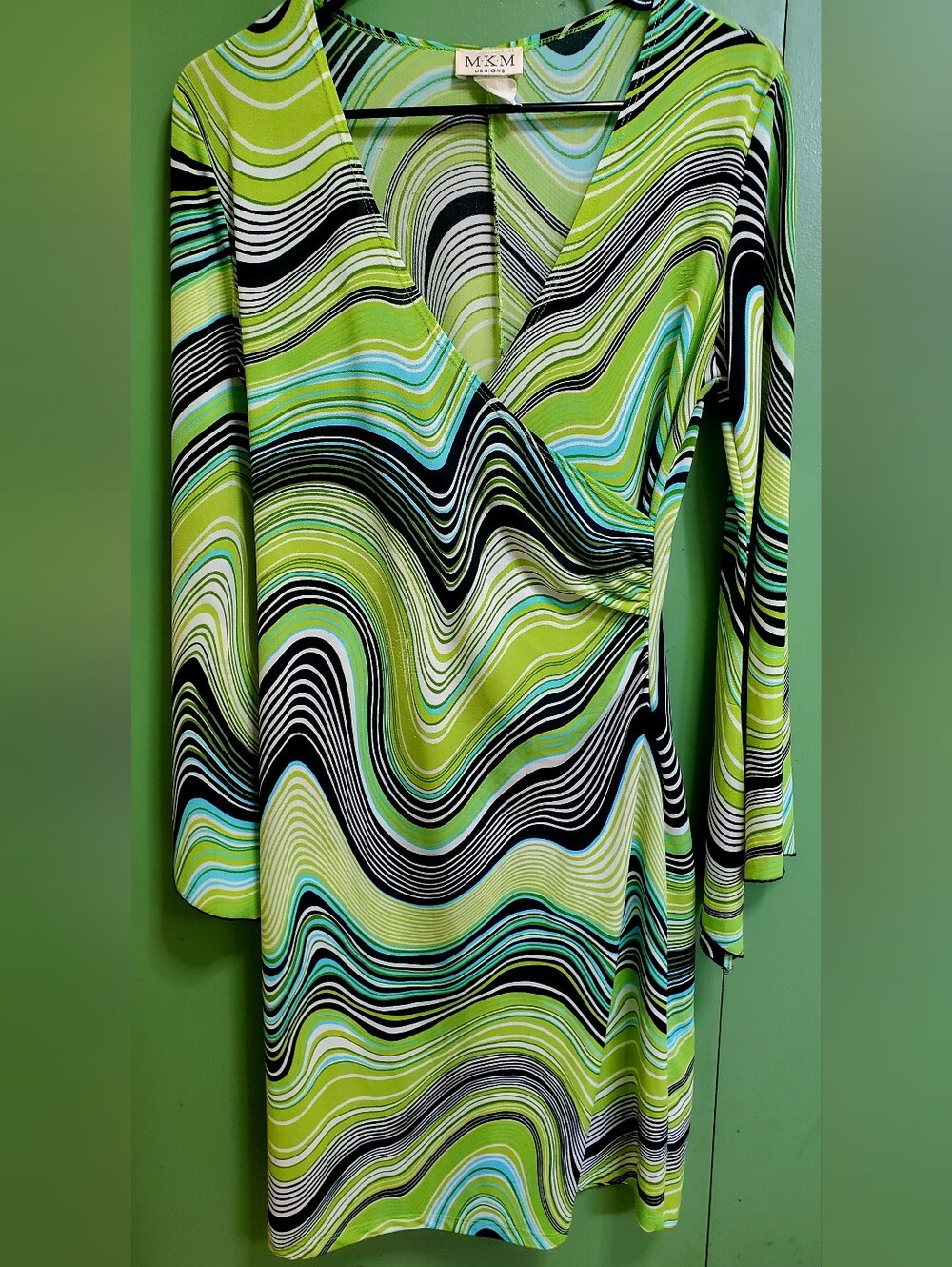 MKM Designs Green Blue Striped Dress